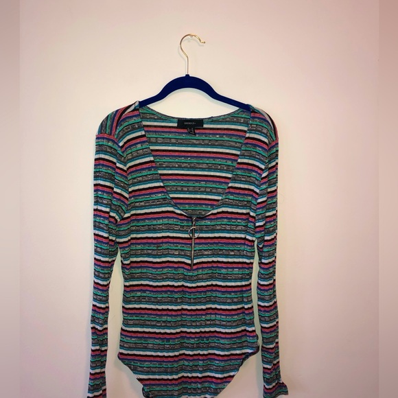 Forever 21 plus stripped body suit - Picture 2 of 4